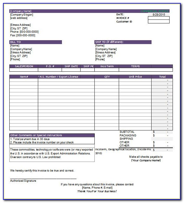 Invoice Format Work Contract