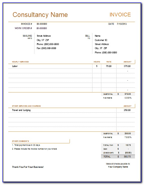 Invoice Forms For Contractors