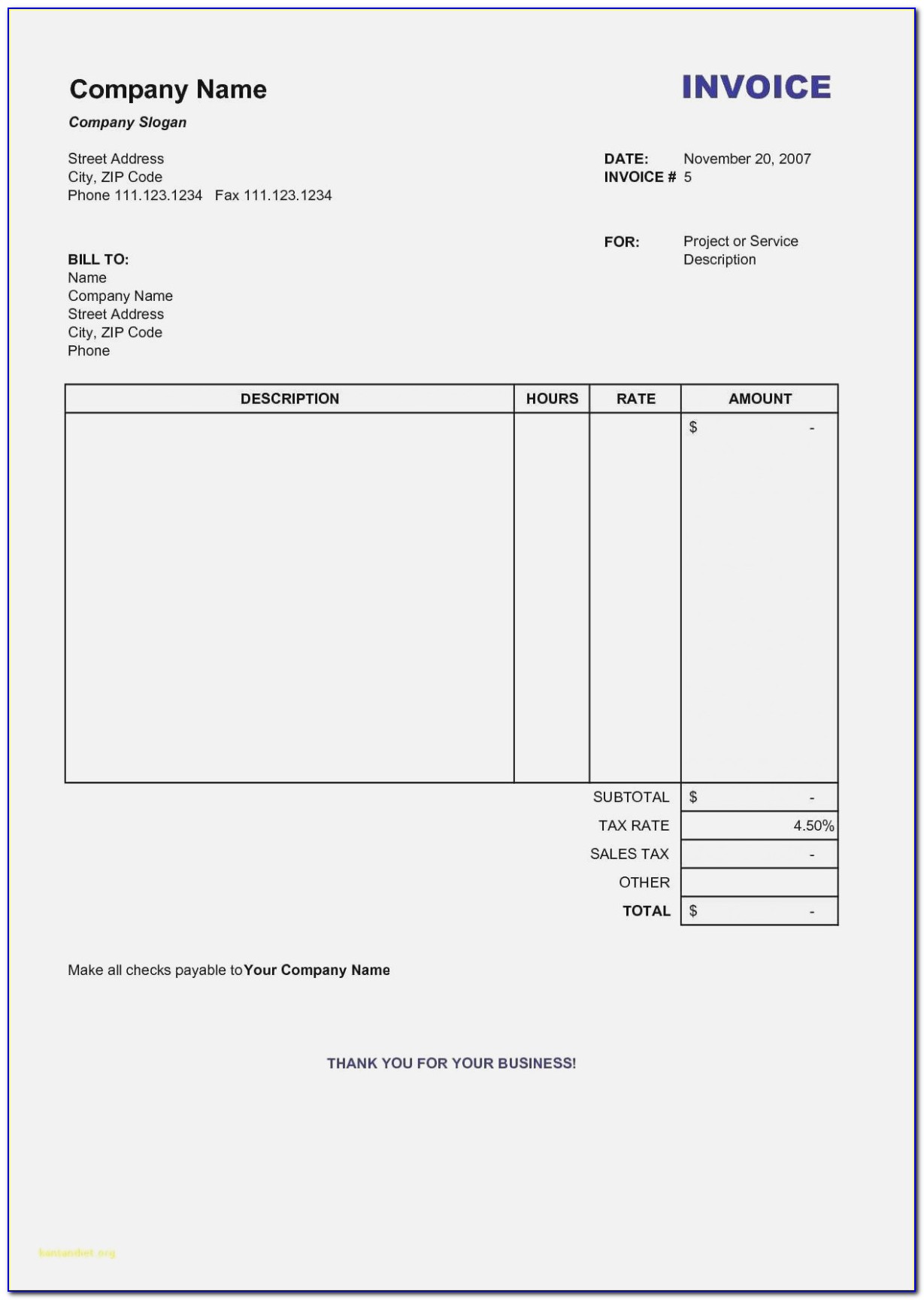 Invoice Forms For Quickbooks