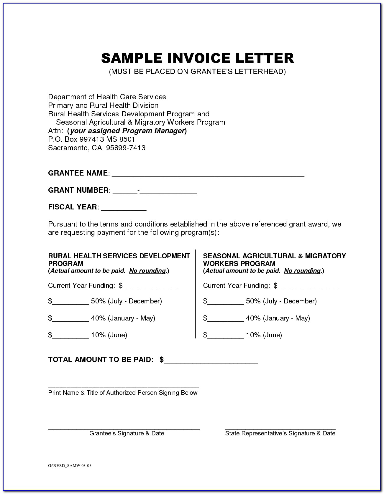 Invoice Letter Template Definition