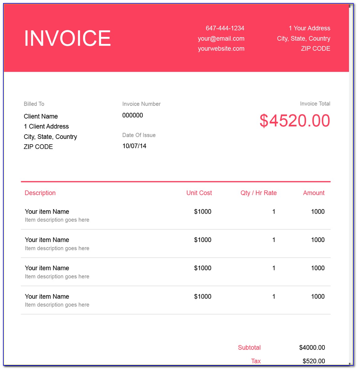 Invoice Payment Template Word