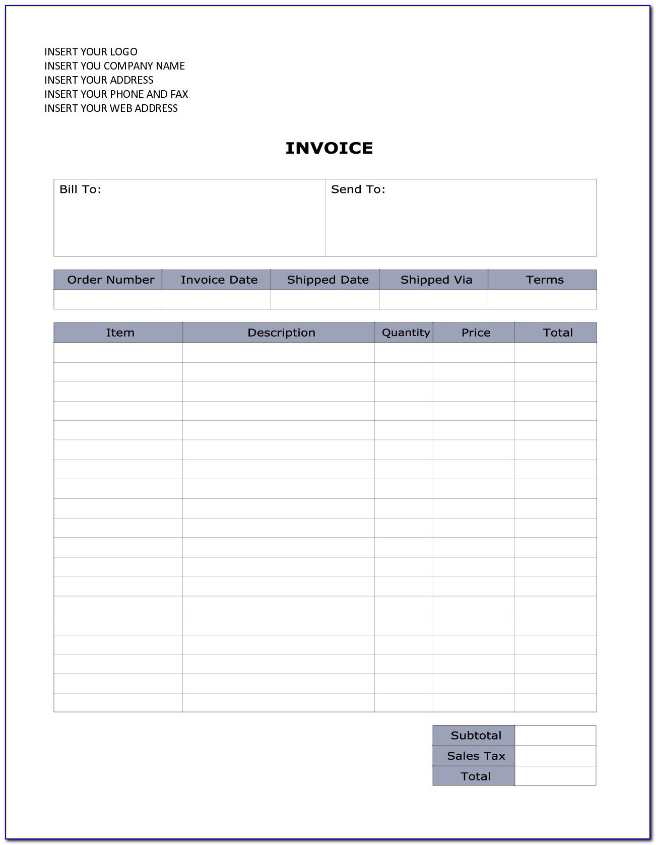 Invoice Receipt Format In Word
