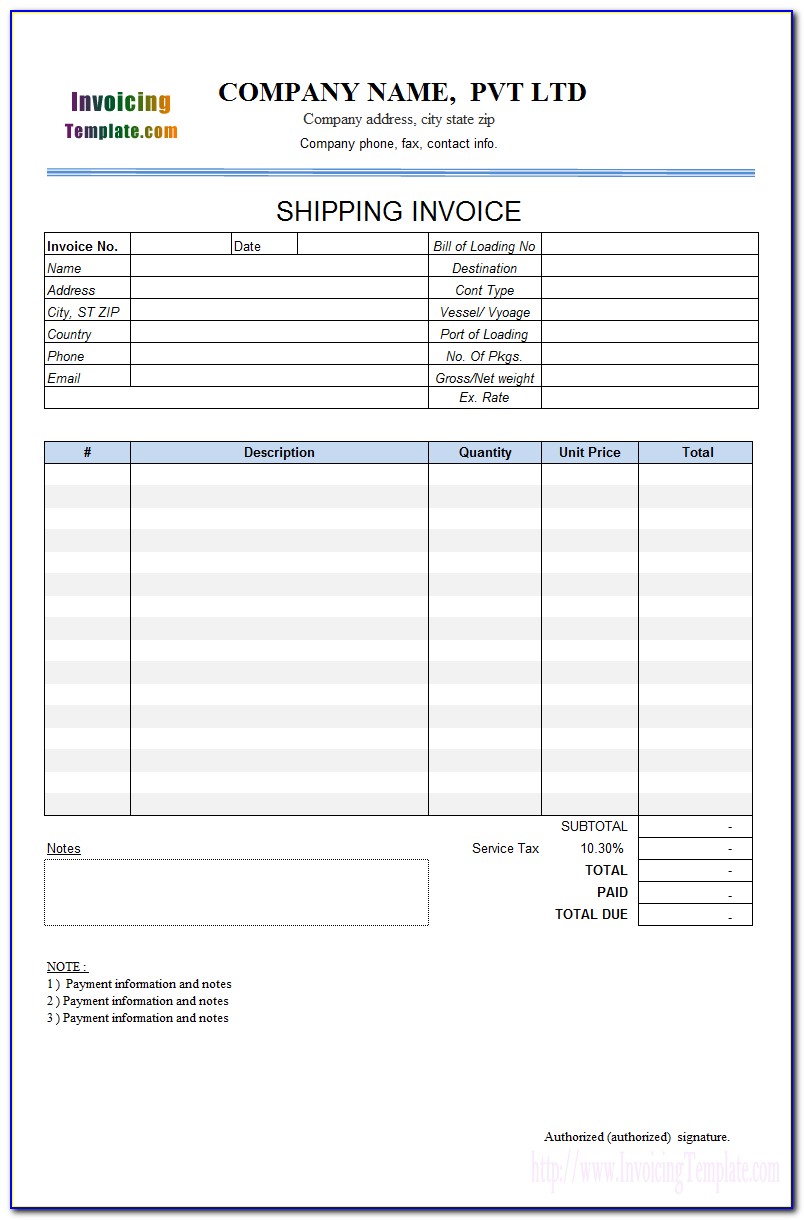Invoice Template Bill To Ship To