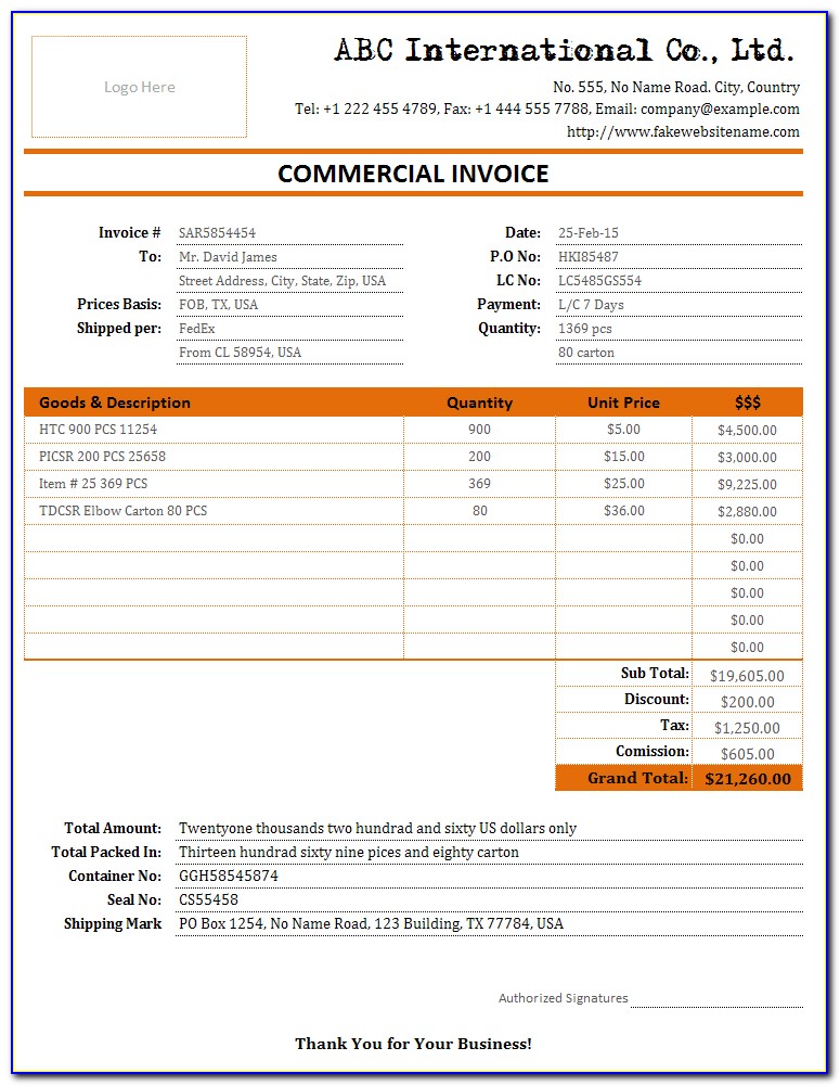 Invoice Template Contract Work
