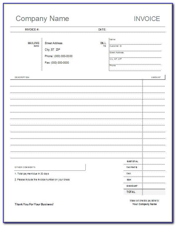Invoice Template Doc South Africa Free