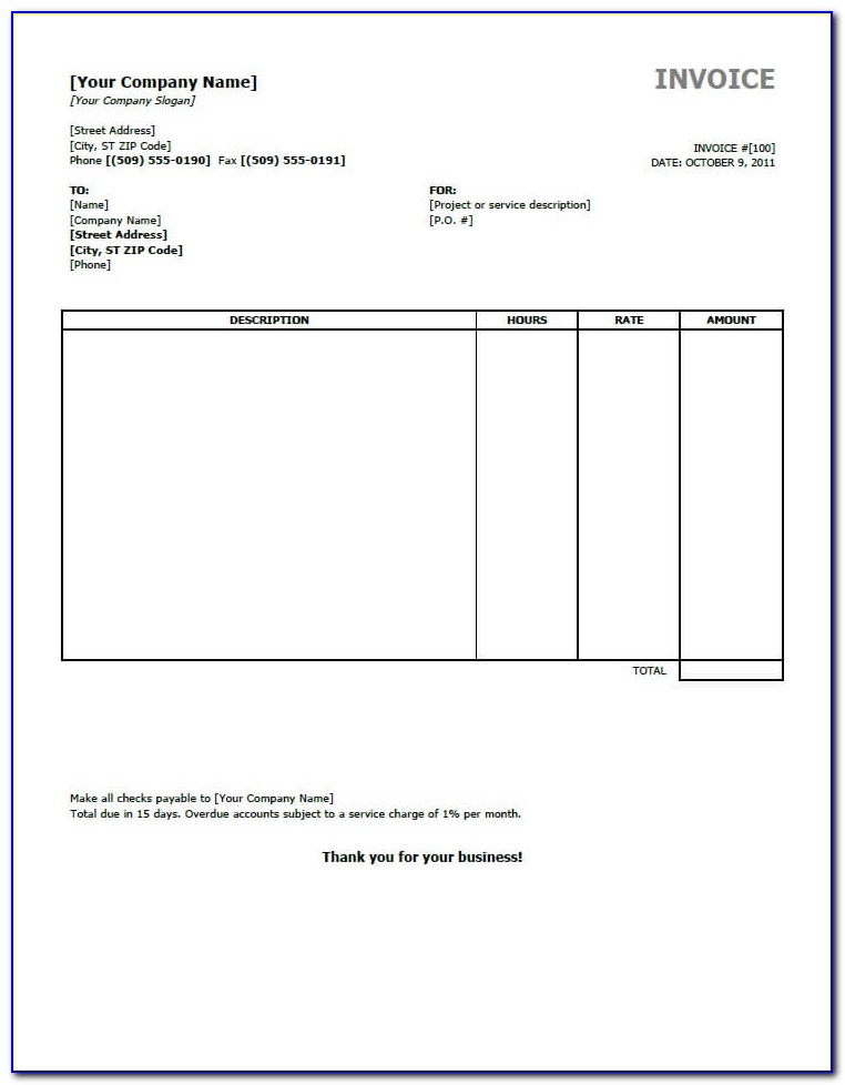 Invoice Template Download Free Word