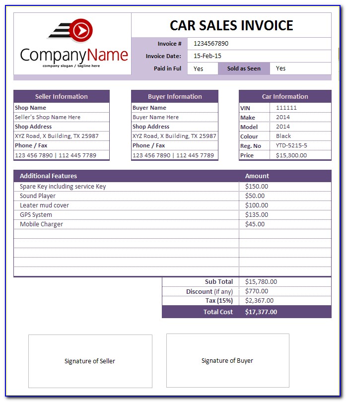 Invoice Template For Cleaning Service