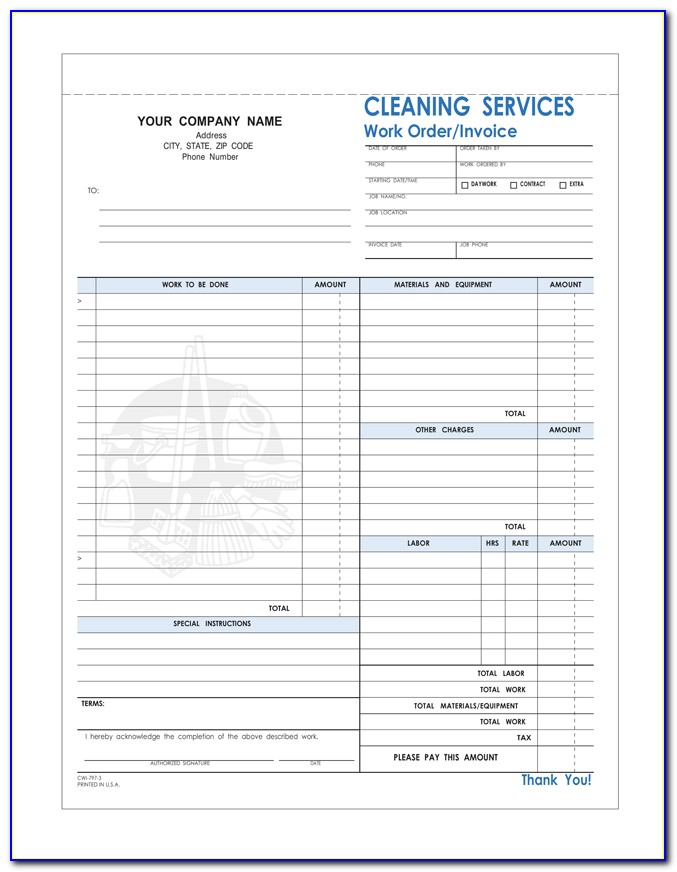 Invoice Template For Janitorial Services