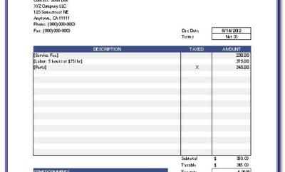 Invoice Template For Painting Business