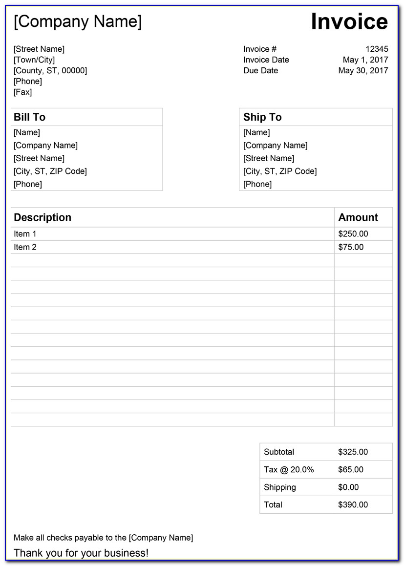 Invoice Template Word 2003