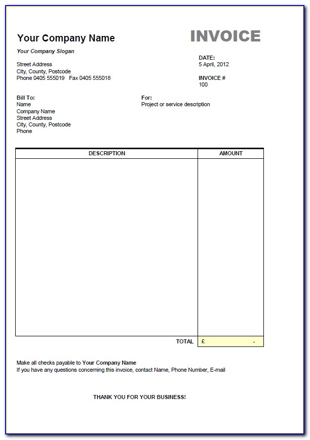 Invoice Template Word 2007 Free Download