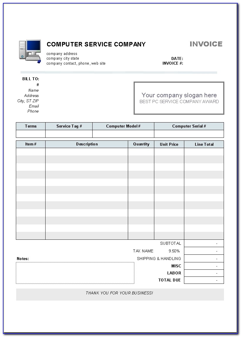 Invoice Templates For Excel 2007