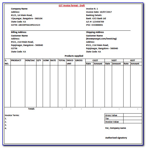 Invoice Templates For Services Rendered