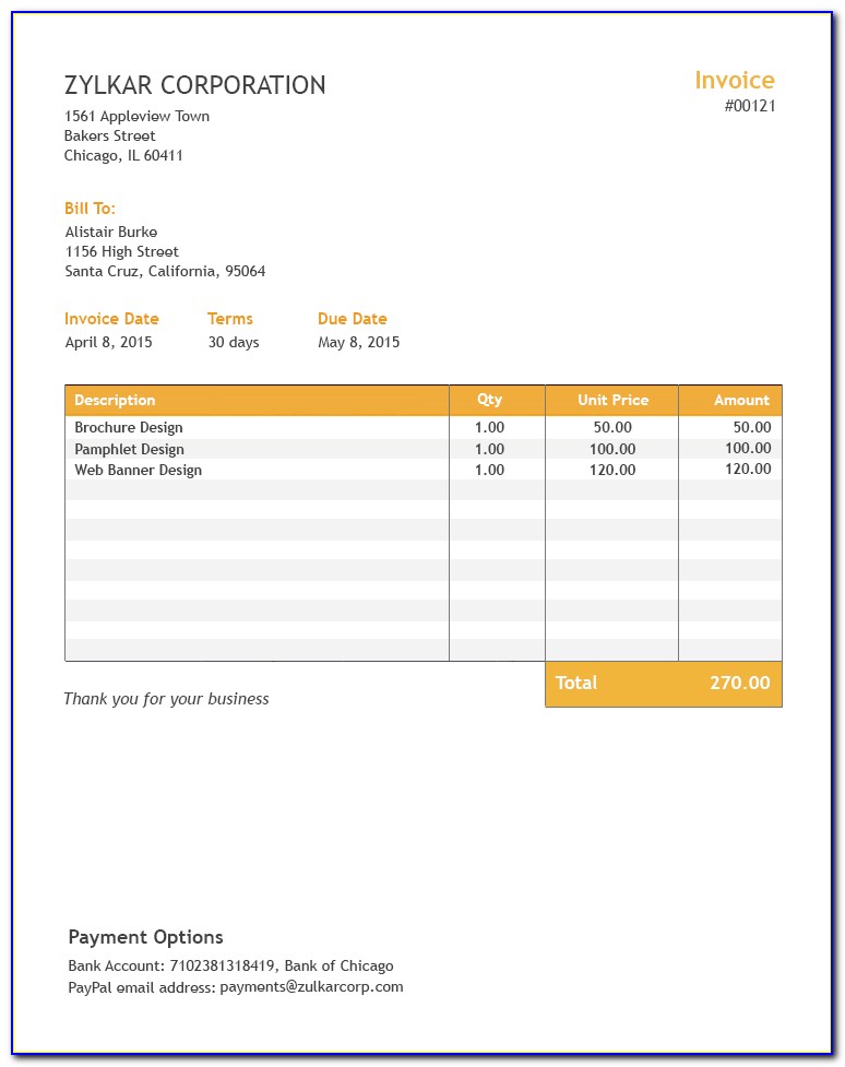 Invoice Templates Free Download Word