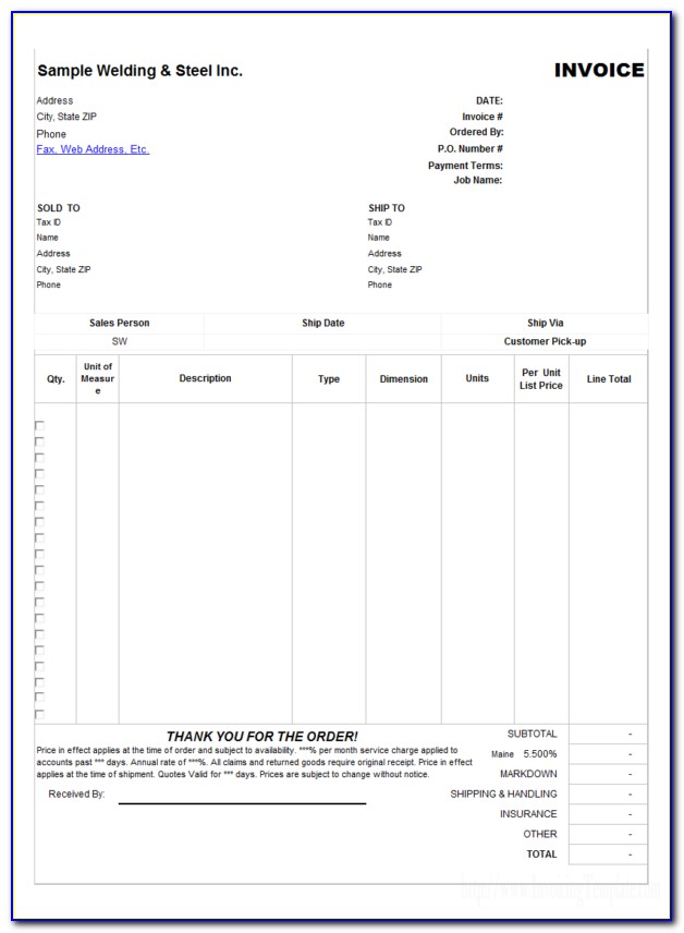 Invoice Templates In Excel Free Excel Download