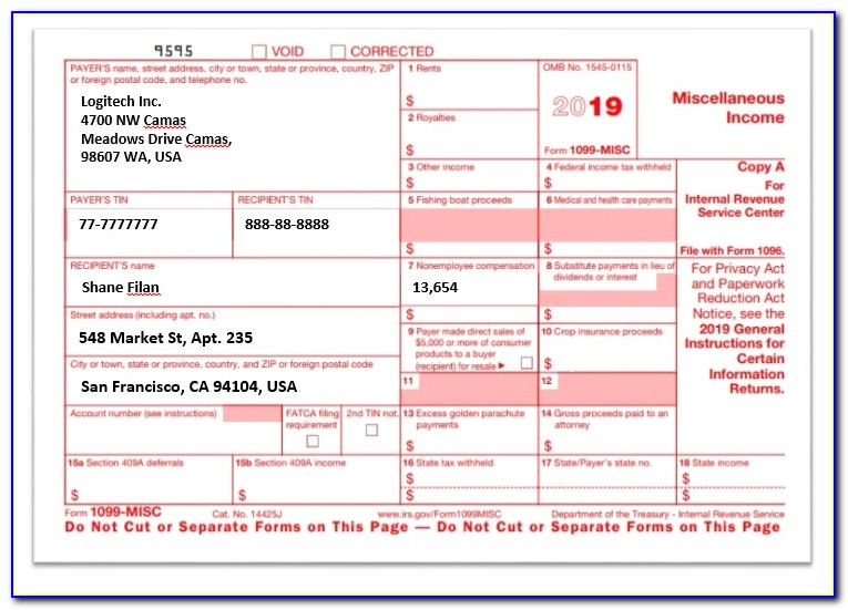 Irs Form 1099 Misc 2015 Template