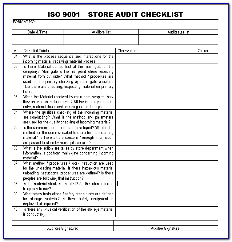 Iso 27001 Internal Audit Checklist Sample Gambaran