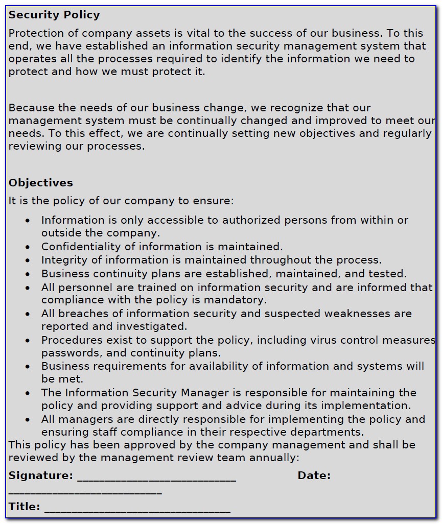 Access Control Policy Template Iso 27001