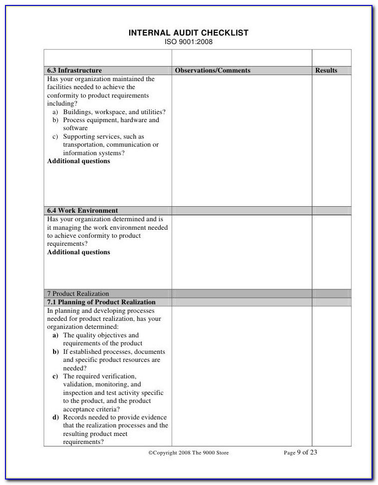 Iso 9001 Audit Report Template