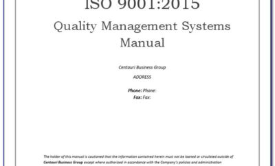 Iso 9001 Quality Manual Sample Free
