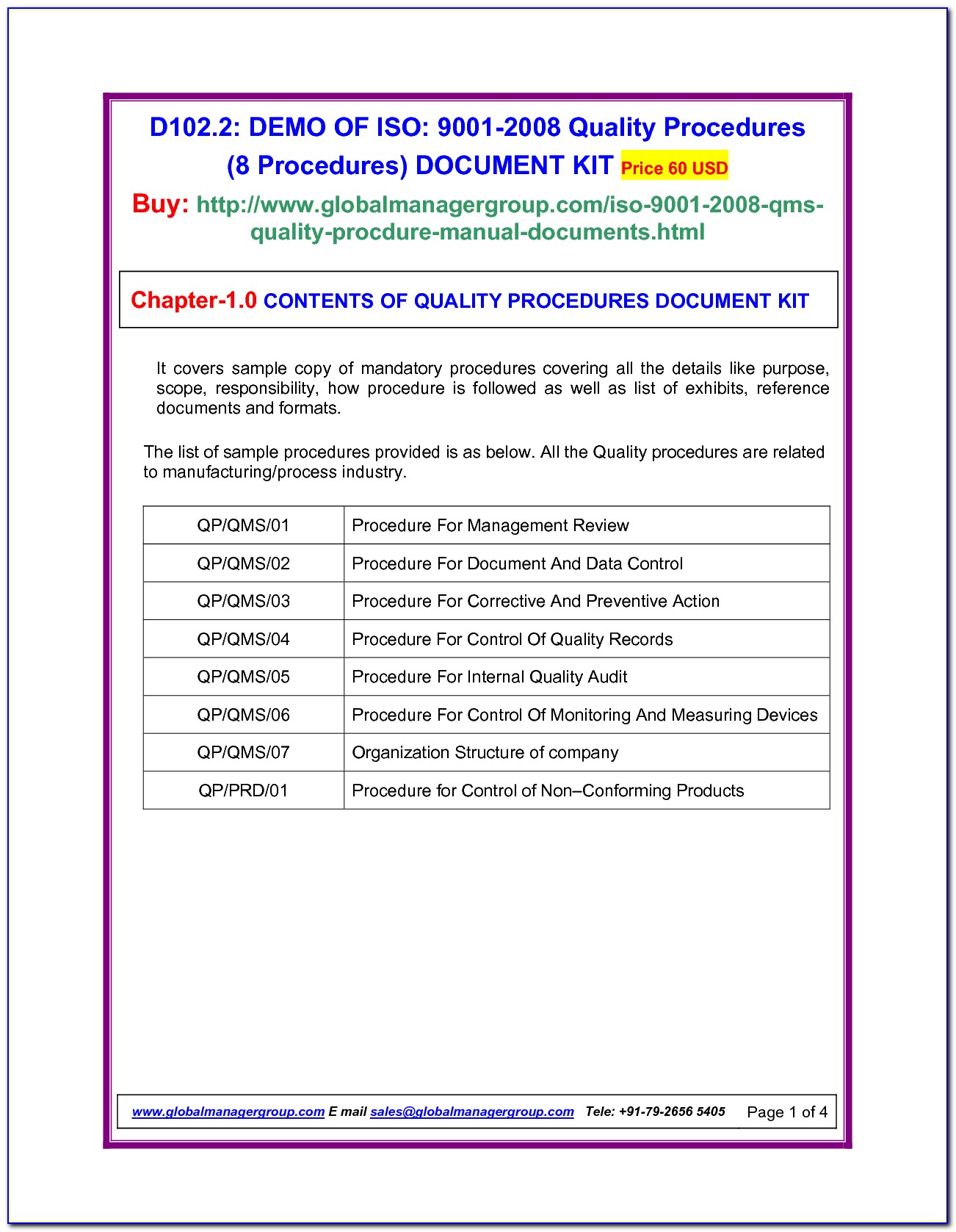 Iso 9001 Sop Examples