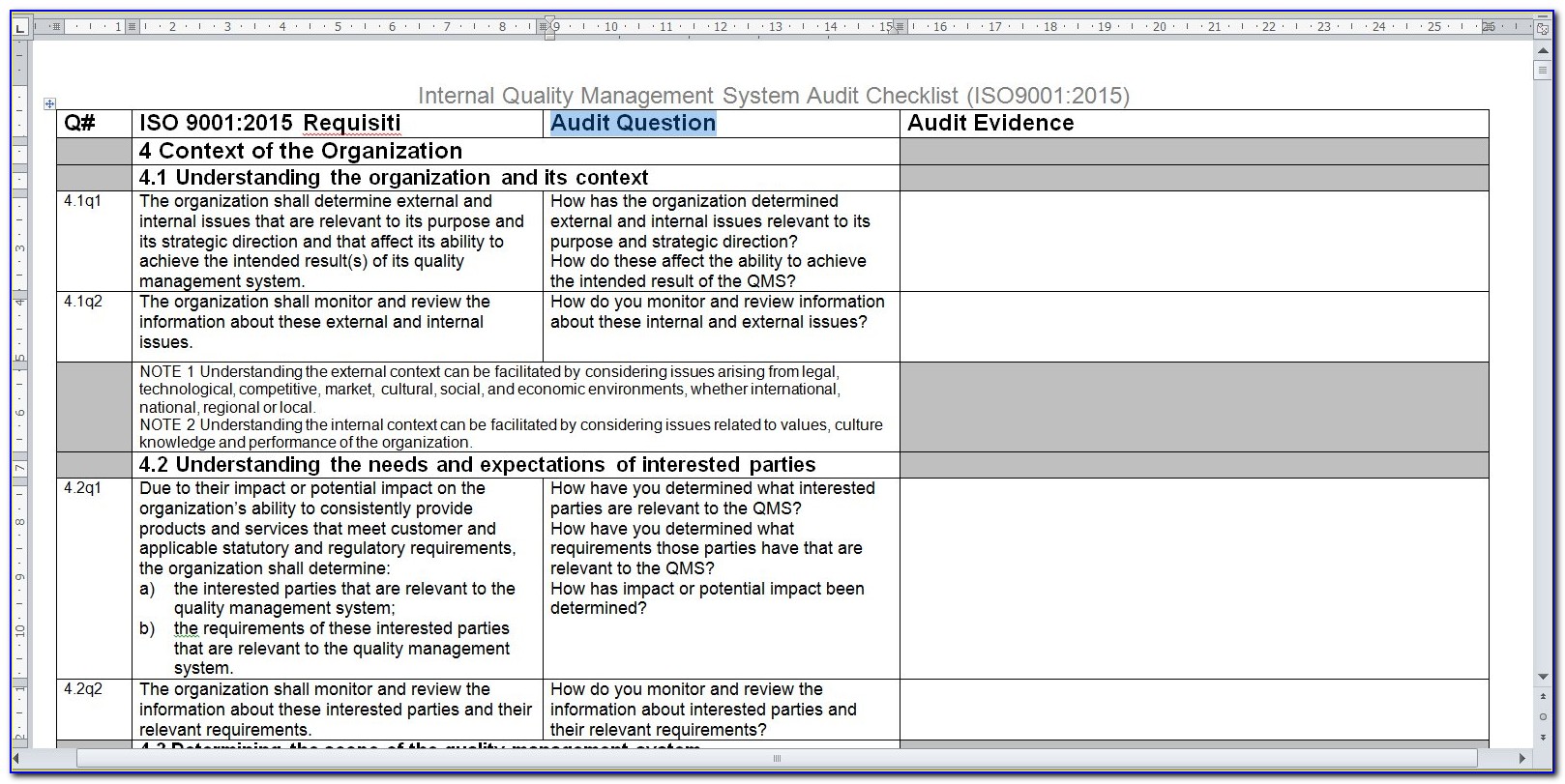 Iso 9001 Version 2015 Internal Audit Report Sample
