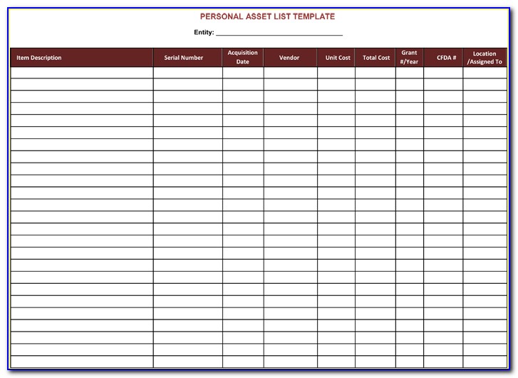 It Asset List Excel Template