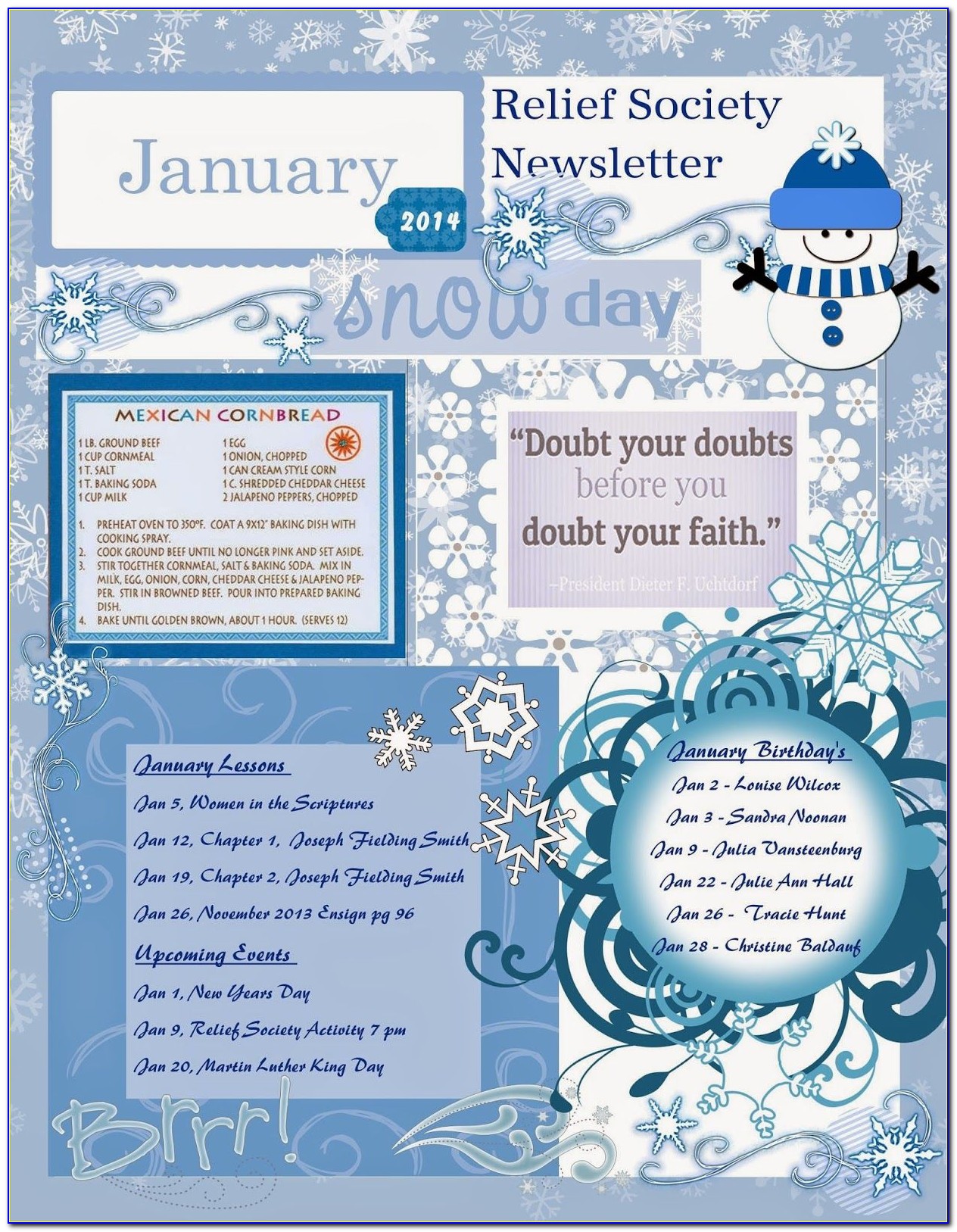 January Newsletter Template Preschool