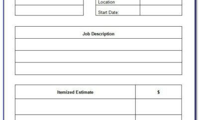 Job Estimate Form Template