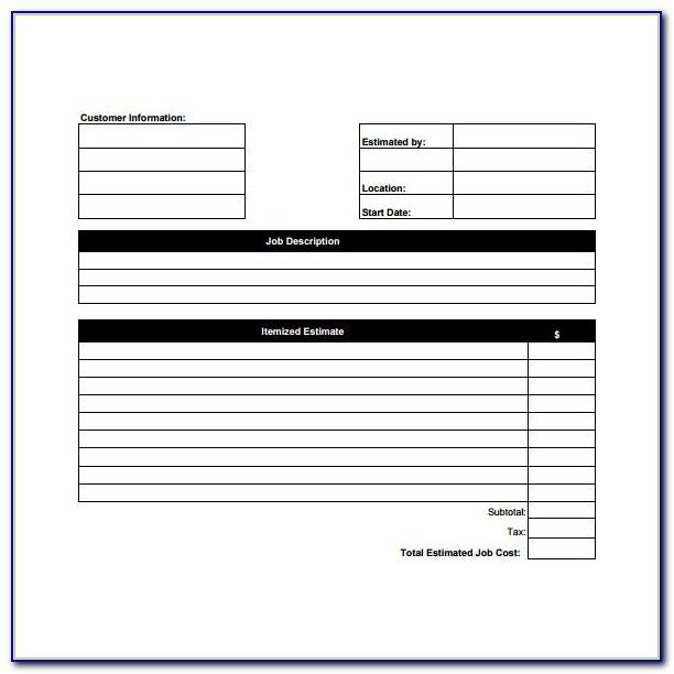 Job Estimate Template For Pages