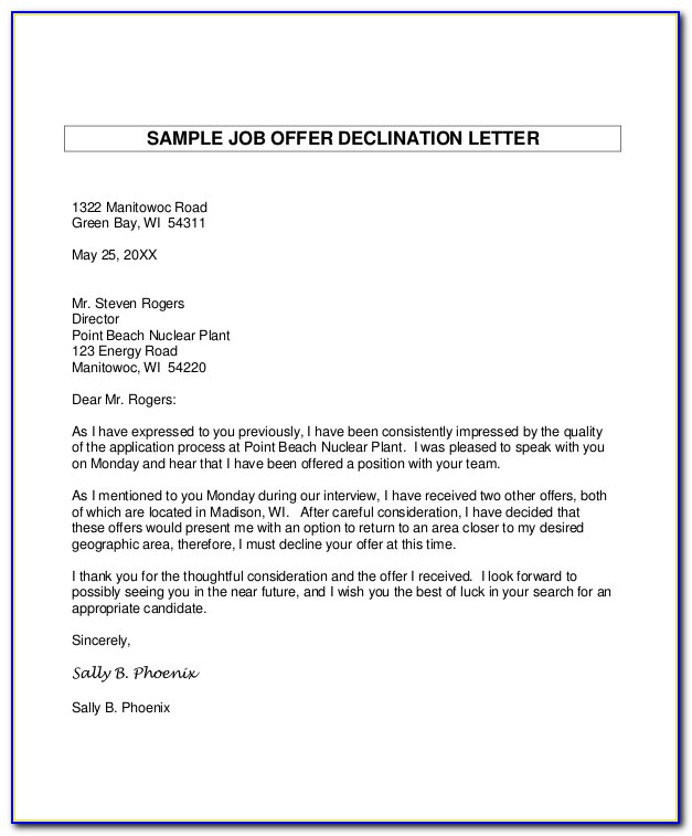 Job Offer Letter Sample Free