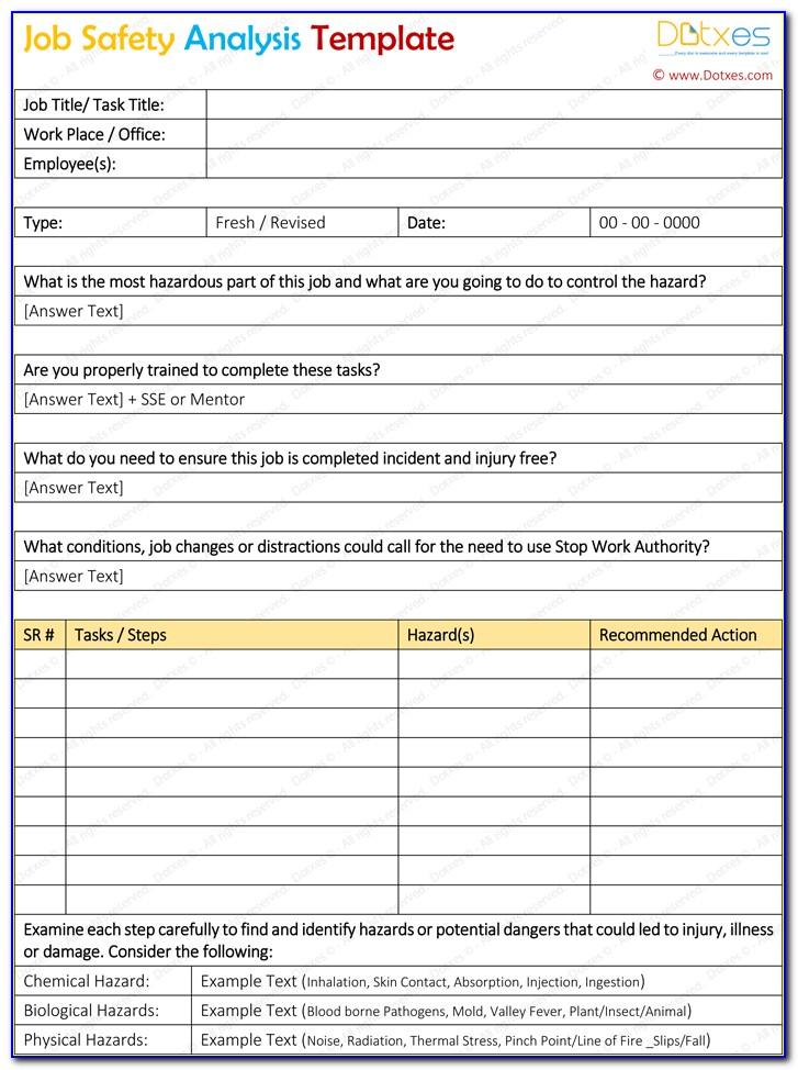 Job Safety Analysis Template Word Format