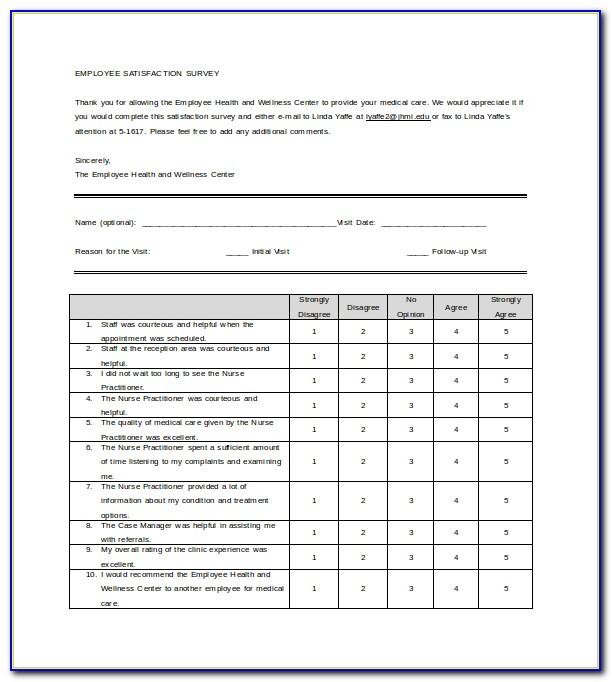 Job Satisfaction Questionnaire Example