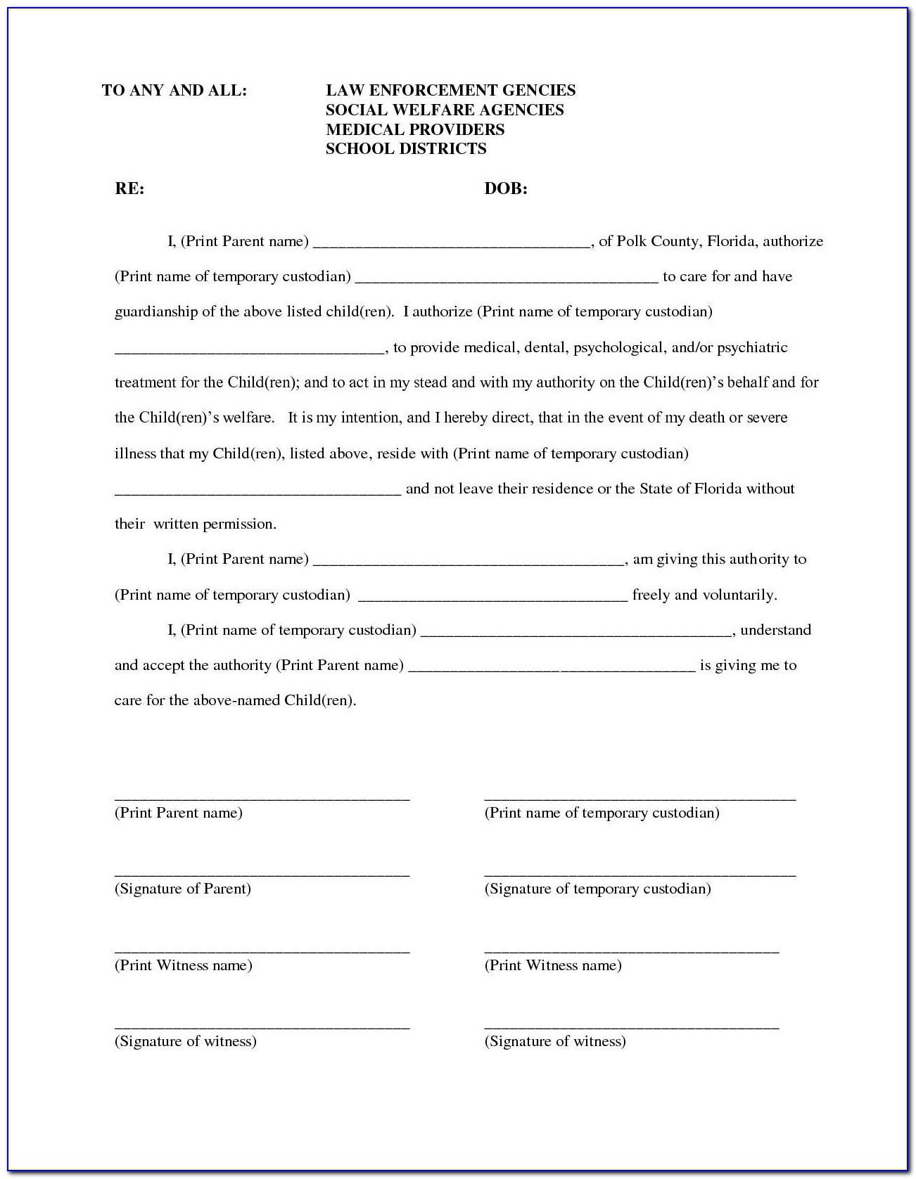 Joint Custody Agreement Form Texas
