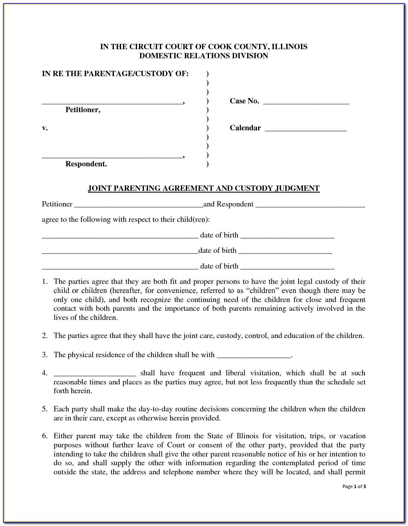 Joint Parenting Agreement Examples