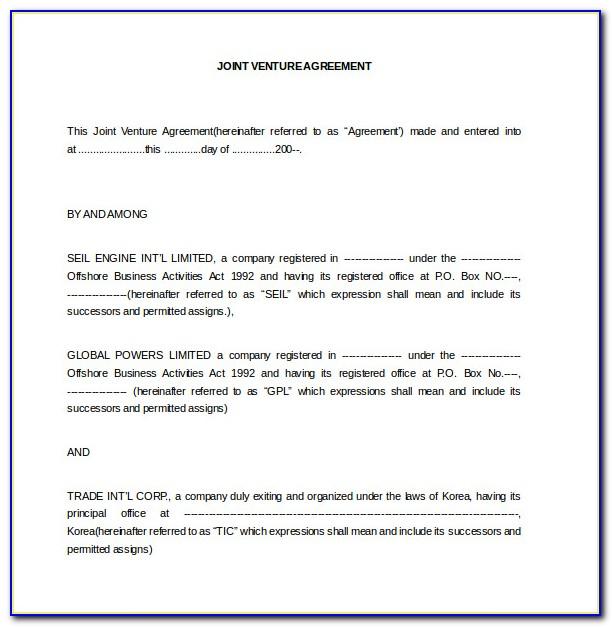 Joint Venture Agreement Document Free