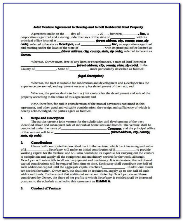Joint Venture Agreement Template Free South Africa