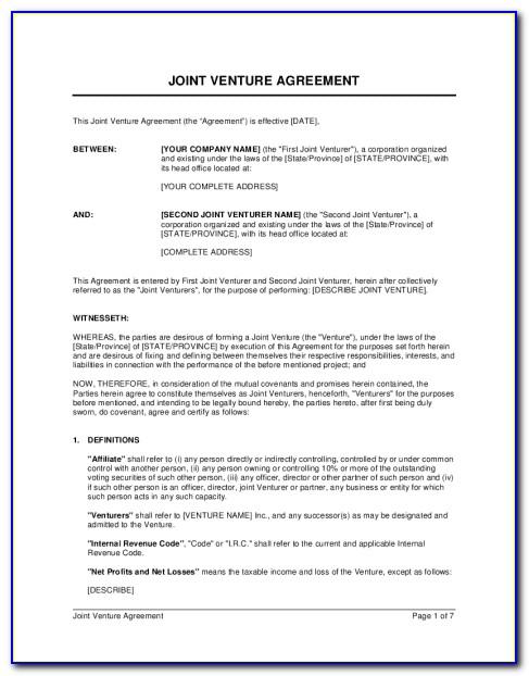 Joint Venture Agreement Template Singapore