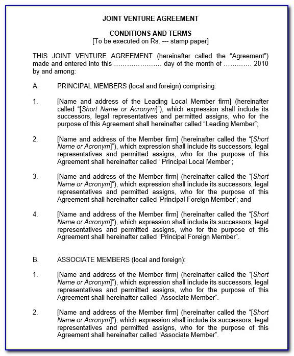 Joint Venture Agreement Template South Africa Word