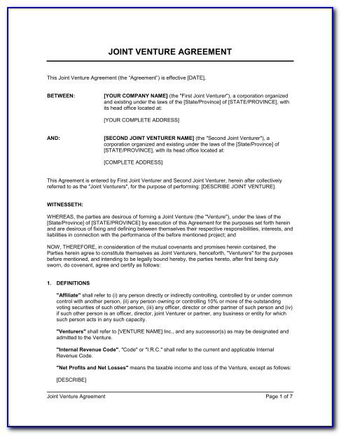 Joint Venture Contract Examples