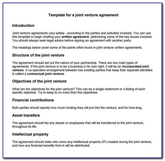 Joint Venture Contract Sample Free