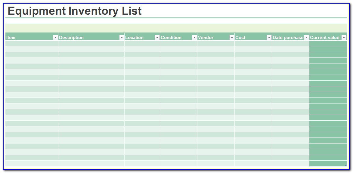 Kitchen Inventory List Template Excel