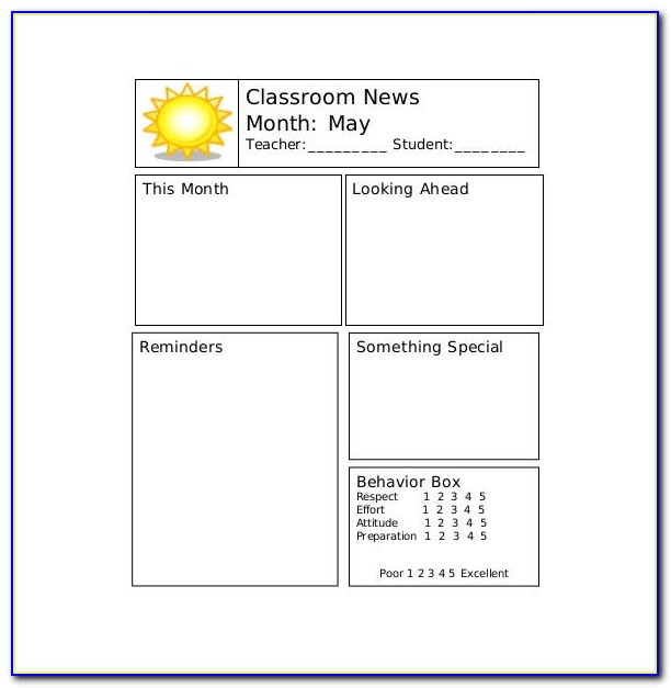 Monthly Newsletter Template For School