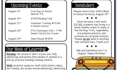 Monthly Newsletter Templates For Teachers