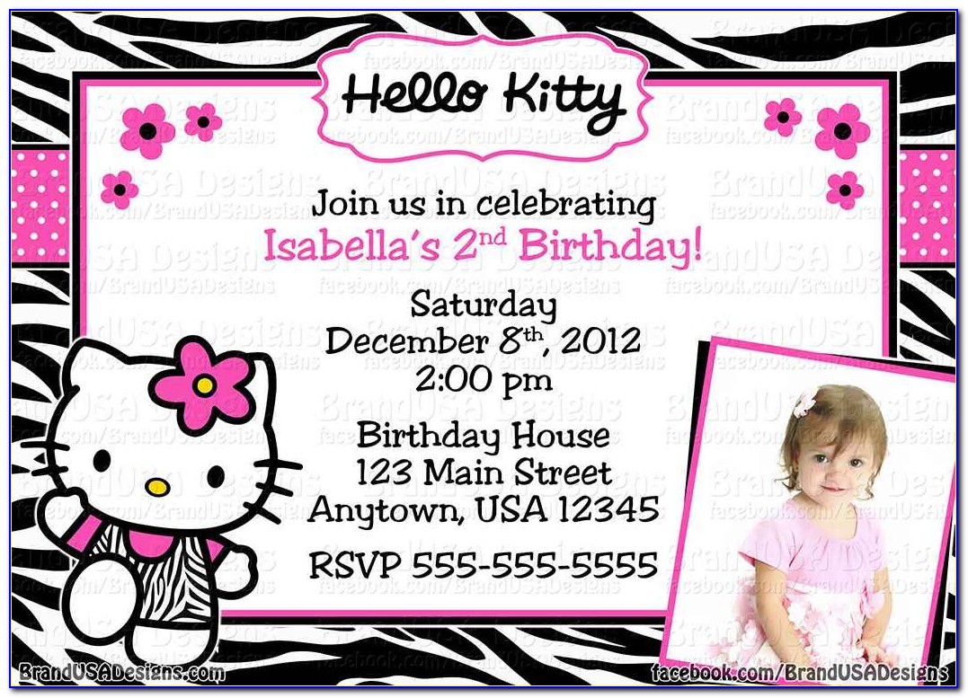 Printable Hello Kitty Birthday Invitation Cards