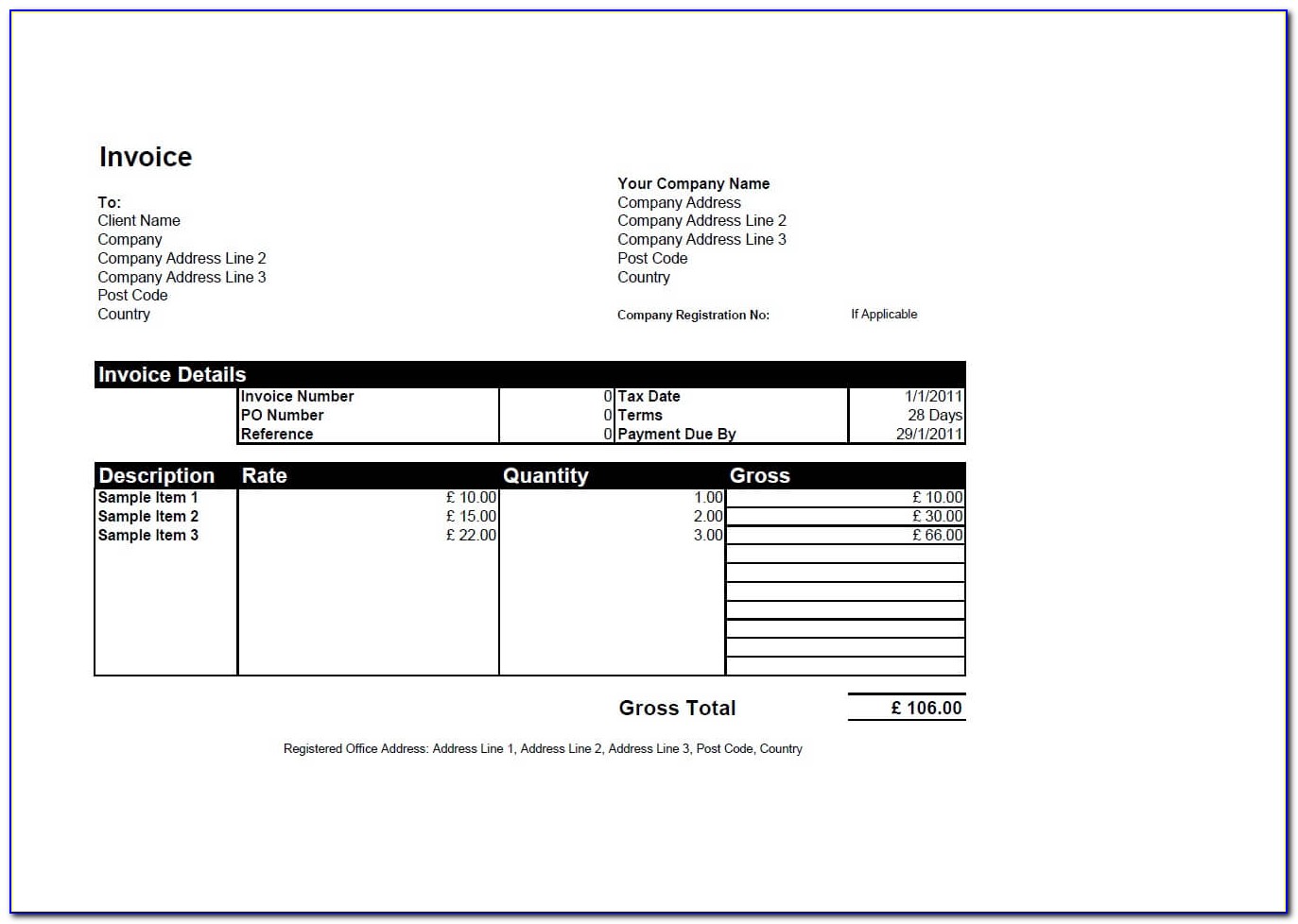 Proforma Invoice For Advance Payment Sample