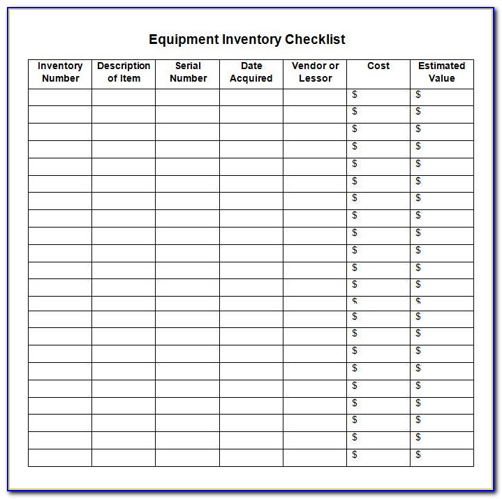 Property Inventory Checklist Template Word