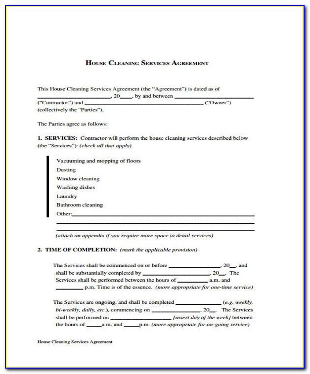Residential Cleaning Contract Agreement