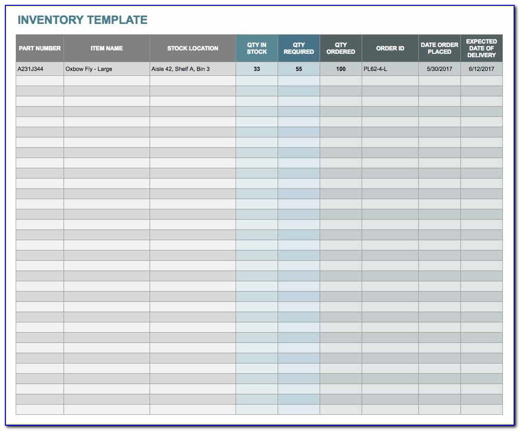 Sample Excel Inventory Tracking Spreadsheet