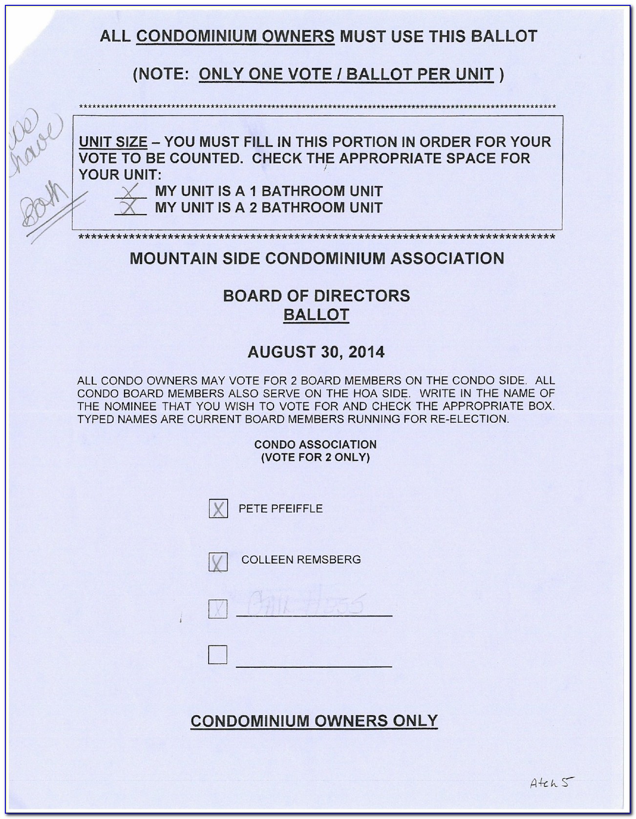Sample Homeowners Association Voting Ballot